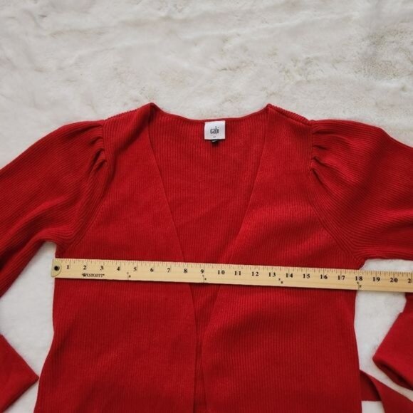 Cabi Sweater Womens Red Cardigan Cabaret Ribbed Cotton Balloon - Picture 10 of 13